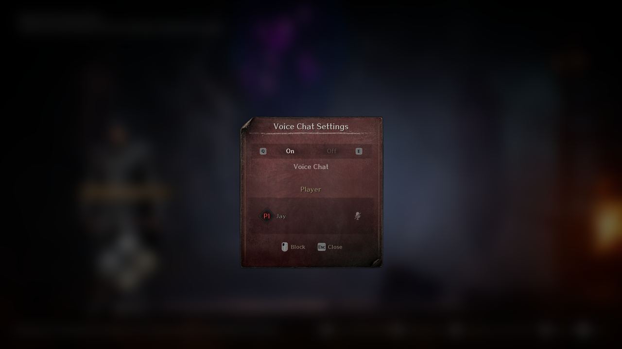The EVILBANE voice chat settings panel
