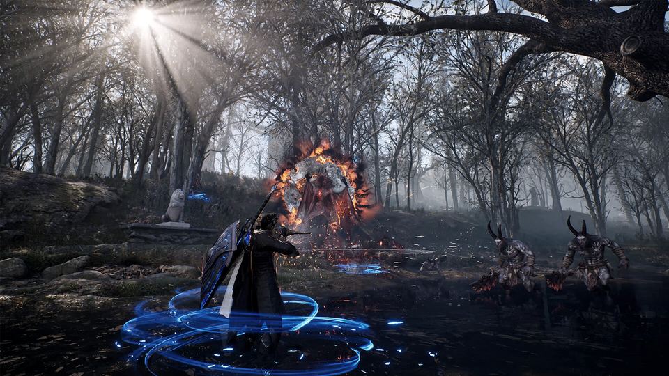 EVILBANE warriors fighting in a burnt forest